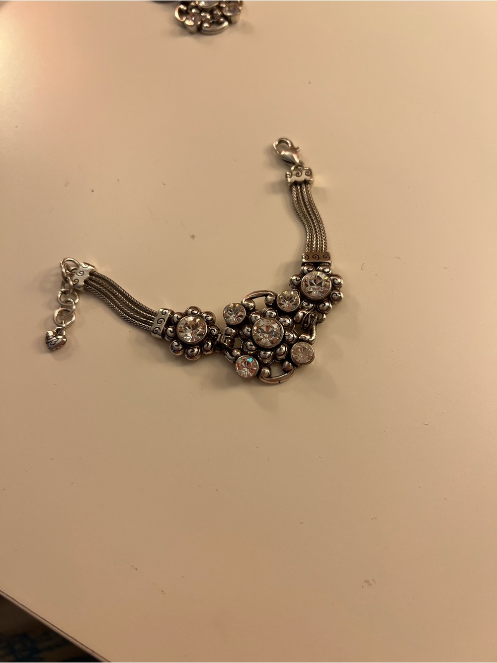Brighton Silver-Tone Floral Crystal Bracelet